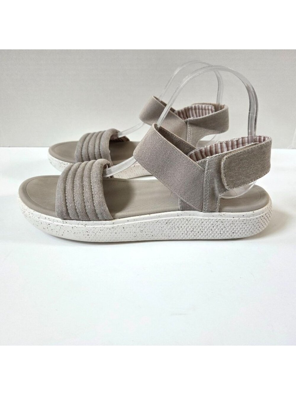 Skechers Bobs Shoes Womens 10 Beige Summer Skipper Optical Chill Sandals